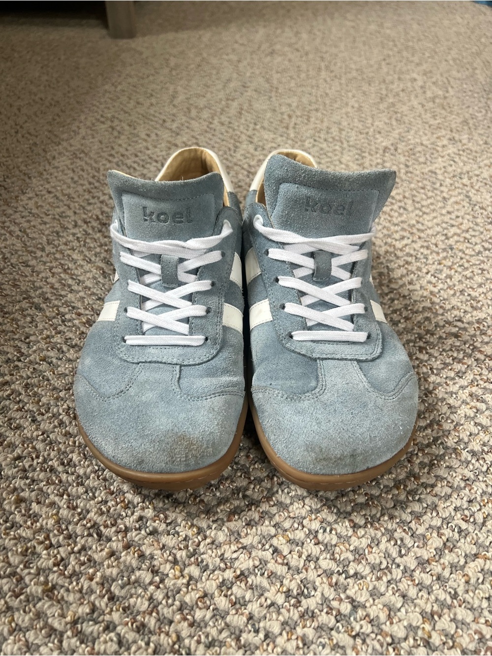 Koel Ila Suede in Aqua/blue white stripes Barefoot Sneakers Minimalist size 40